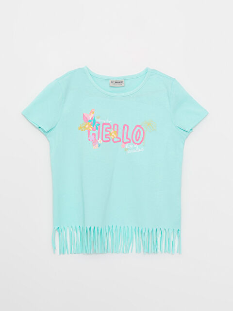 LCW Kids Crew Neck Printed Short Sleeve Cotton Girl T-shirt - S2LD57Z4-FYK