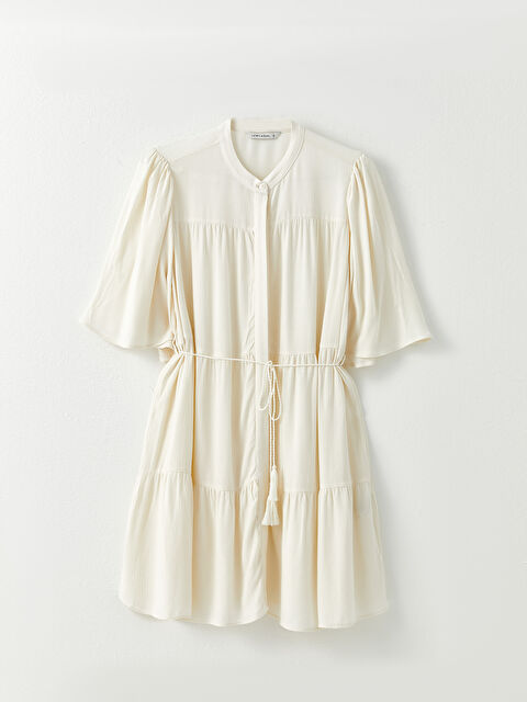 LCW Vision Bisiklet Yaka Düz Kısa Kollu Viskon Kadın Elbise