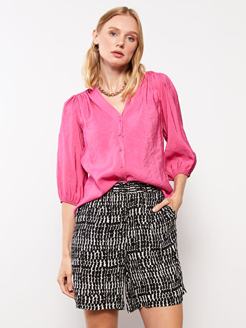 LCWAIKIKI Classic Beli Lastikli Desenli Viskon Kadın Şort