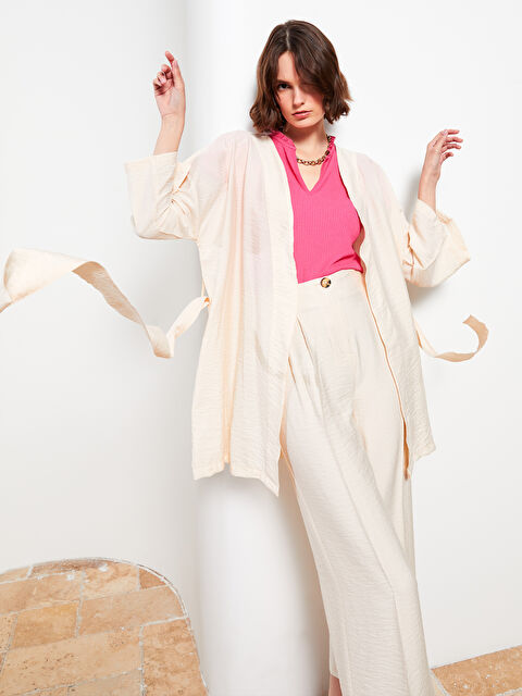 LCW Vision Women's Shawl Collar Plain Kimono - S2LK92Z8-QWF