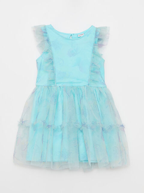 LCW Kids Crew Neck Patterned Short Sleeve Girls' Dress - S2LL32Z4-LQQ