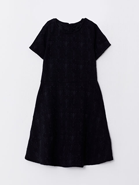 LCW Kids Crew Neck Self Patterned Short Sleeve Girls' Dress - S2LR44Z4-CVL