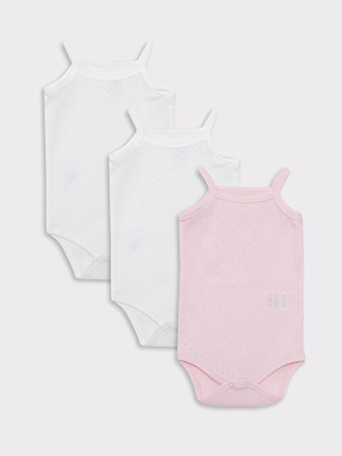 Luggi Baby Luggi Baby Kare Yaka Askılı Kız Bebek Pamuklu Kız Bebek Çıtçıtlı Body 2'li - S2LY18Z1-EEW