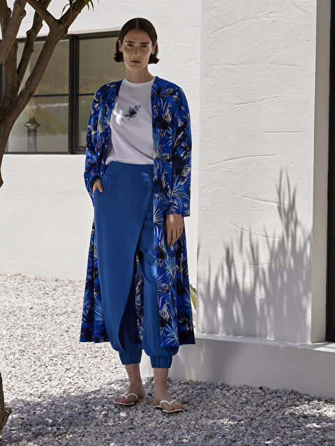 LCW Modest Şal Yaka Desenli Uzun Kollu Kadın Kimono