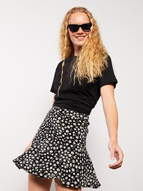 XSIDE Beli Lastikli Çiçekli Viskon Kadın Etek - S2M976Z8-E0N