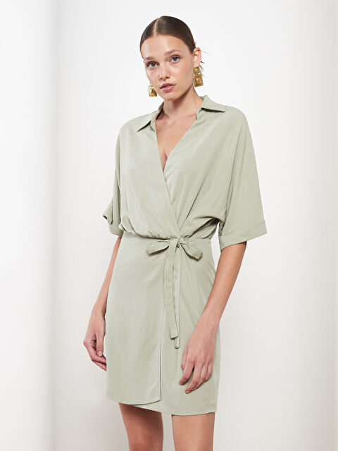 LCW Vision Düz Kısa Kollu Kadın Gömlek Elbise