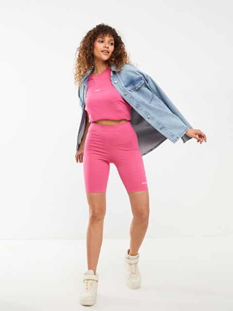 LCW Vision Beli Lastikli Baskılı Pamuklu Kadın Tayt