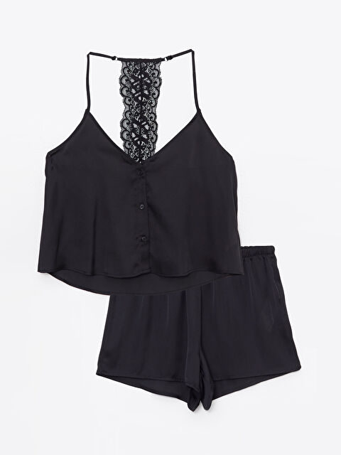 LCW DREAM V Yaka Düz Askılı Saten Kadın Pijama Takımı