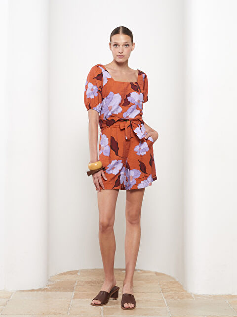 LCW Vision Yüksek Bel Rahat Kalıp Çiçekli Kadın Şort - S2MH99Z8-LR3