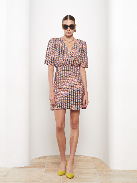 LCW Vision Double Breasted Patterned Short Sleeve Women's Dress - S2MI03Z8-LR3