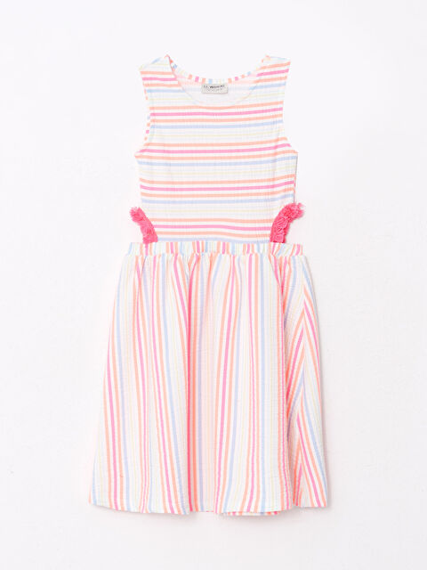 LCW Kids Bisiklet Yaka Çizgili Kız Çocuk Elbise - S2MI64Z4-F9C
