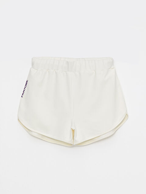 Pantone Beli Lastikli Baskılı Pamuklu Kadın Şort - S2MM00Z8-10D