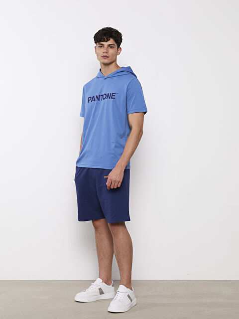 Pantone Beli Lastikli Baskılı Erkek Şort - S2MM11Z8-14S