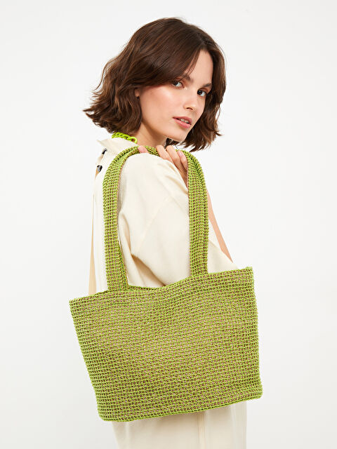 LCW ACCESSORIES Düz Hasır Kadın Plaj Çantası