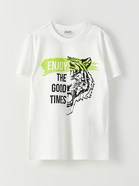 LCW Kids Crew Neck Printed Short Sleeve Cotton Boy T-shirt - S2MQ86Z4-EEW