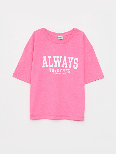 LCW Kids Crew Neck Printed Short Sleeve Girls' T-Shirt - S2MS22Z4-DN4