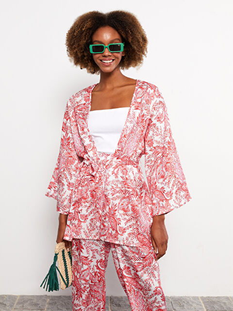 LCW Vision Şal Yaka Desenli Uzun Kollu Kadın Kimono - S2MS91Z8-LT4