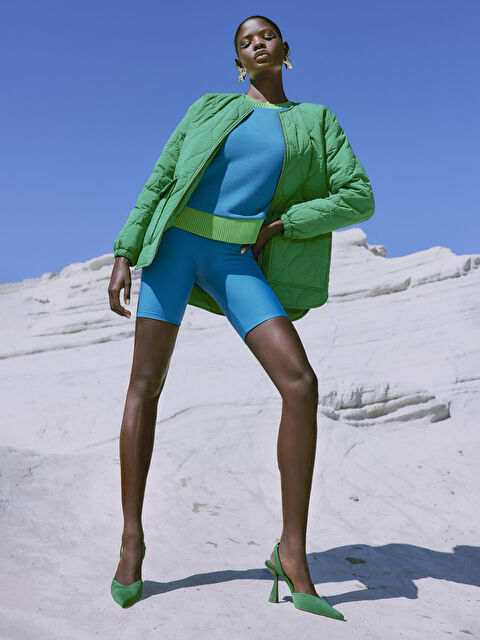 LCW Vision Kadın Beli Lastikli Düz Biker Şort Tayt - W2G677Z8-H5C