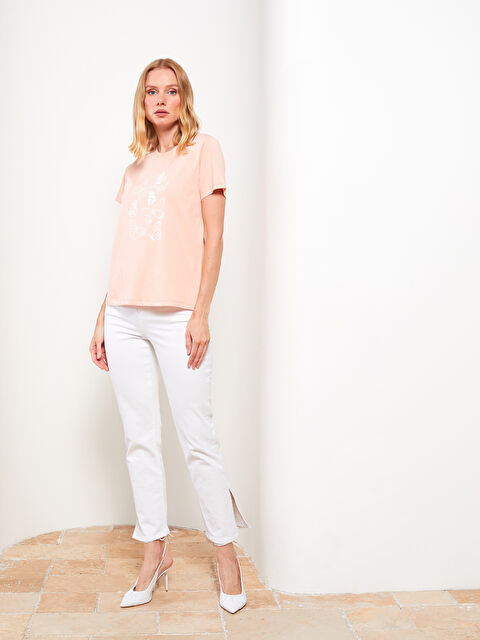 LCWAIKIKI Classic Crew Neck Printed Short Sleeve Cotton Women's T-shirt - S2MU70Z8-G8G