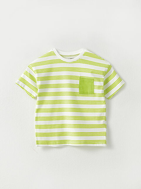 LCW baby Crew Neck Short Sleeve Striped Baby Boys' T-Shirt - S2N151Z1-LRA
