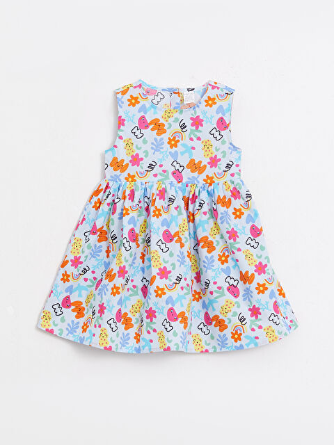 LCW baby Bisiklet Yaka Baskılı Kız Bebek Elbise