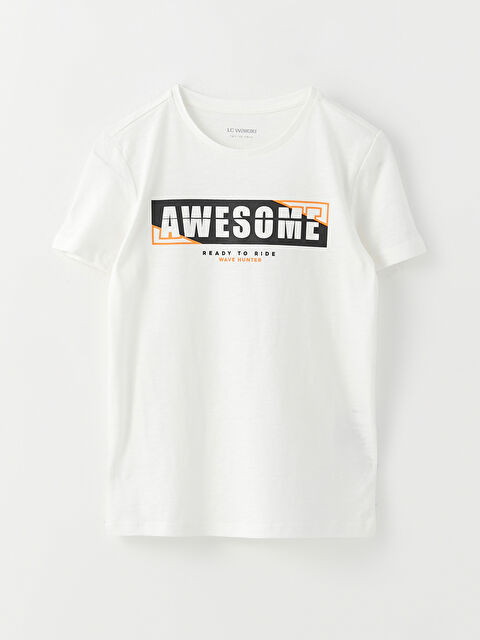 LCW Kids Crew Neck Printed Short Sleeve Cotton Boy T-shirt - S2NM21Z4-R9J
