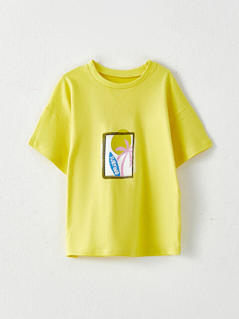 LCW baby Crew Neck Short Sleeve Printed Baby Boys' T-Shirt - S2NM67Z1-FTL