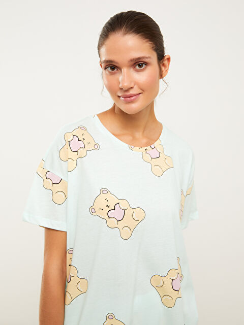 LCW Young Bisiklet Yaka Baskılı Kısa Kollu Pamuklu Kadın Pijama Takımı - S2O188Z8-LRL