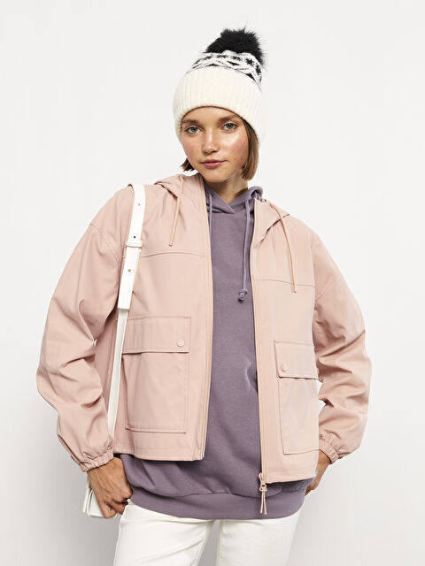 LCW Vision Women's Hooded Plain Raincoat - W20062Z8-SB5