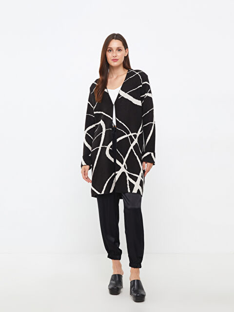 LCWAIKIKI Classic V Neck Patterned Long Sleeve Women's Cardigan - W20236Z8-CVL