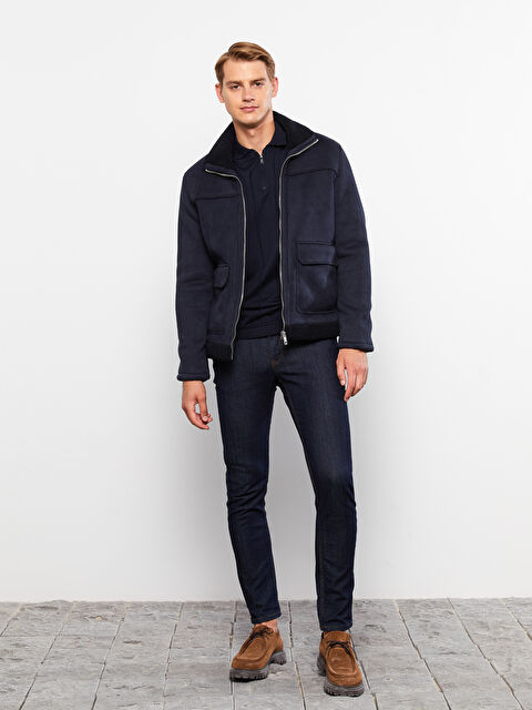 LCW Vision Standart Kalıp Dik Yaka Süet Erkek Mont - W20291Z8-RFG