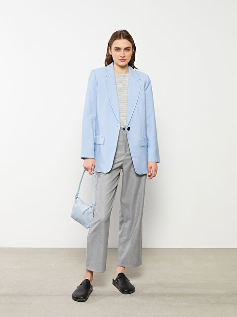 LCWAIKIKI Basic Bisiklet Yaka Kendinden Desenli Uzun Kollu Kadın Triko Kazak - W20305Z8-F8Y