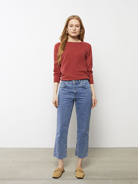 LCWAIKIKI Basic Crew Neck Self Patterned Long Sleeve Women's Knitwear Sweater - W20305Z8-GQD