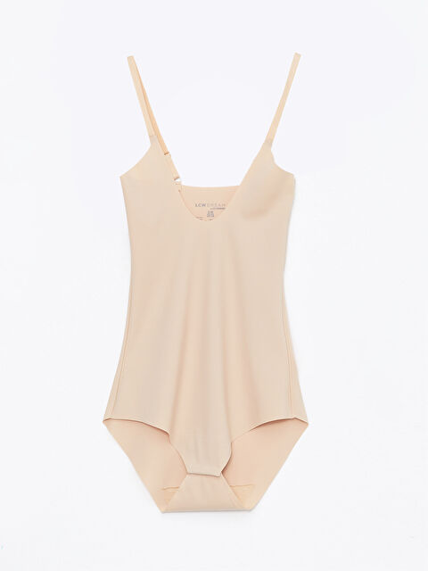 LCW DREAM U Yaka Düz Askılı Kadın Çıtçıtlı Body - W20424Z8-D0P