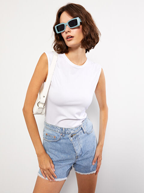 LCW DREAM Bisiklet Yaka Düz Pamuklu Kadın Atlet - W20486Z8-FFB