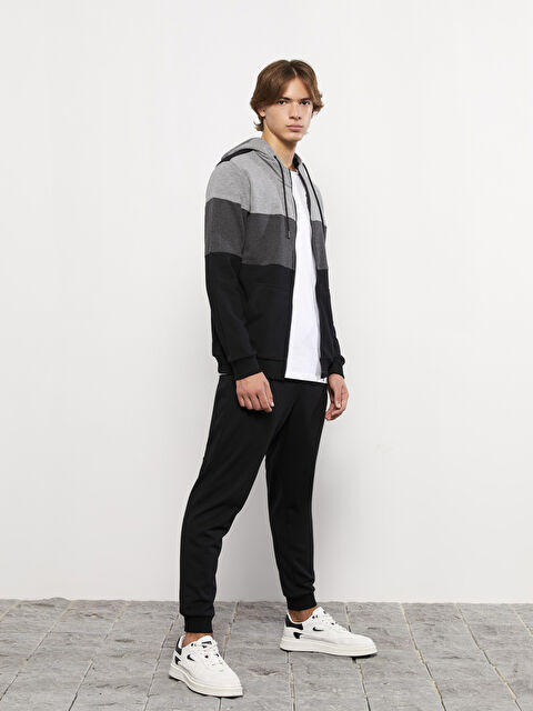 XSIDE Standart Kalıp Kapüşonlu Uzun Kollu Erkek Spor Hırka - W20657Z8-CVL