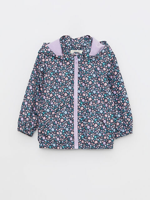 LCW baby Hooded Long Sleeve Printed Baby Girl Softshell Jacket - W20687Z1-LQ9