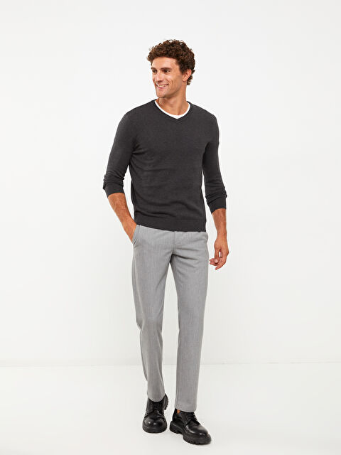 LCWAIKIKI Basic Свитер с V-образным вырезом и длинным рукавом для мужчин из трикотажа - W20705Z8-D5D