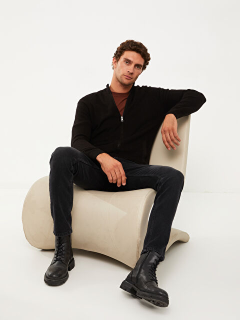 LCWAIKIKI Basic Standart Kalıp Dik Yaka Erkek Triko Hırka - W20710Z8-CVL