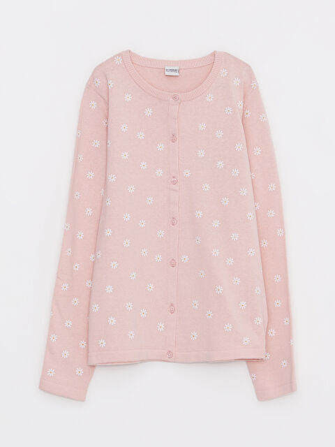 LCW Kids Қыздарға арналған трикотаж өрнекті ұзын жеңді кардиган - W20762Z4-LT4