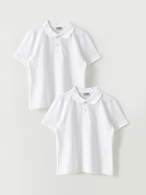 LCW Kids تيشيرت ياقة بولو سادة كم قصير قطن أولاد - عبوة 2 - W20837Z4-R9K