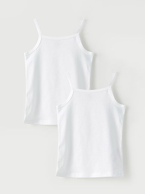 LCW baby Kare Yaka Askılı Basic Pamuklu Kız Bebek Atlet 2'li - W20968Z1-R9J