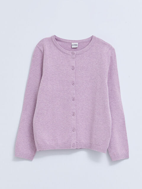 LCW Kids Crew Neck Basic Long Sleeve Girls' Knitwear Cardigan - W21115Z4-ENP