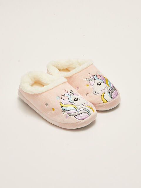 LCW STEPS Embroidery Detailed Plush Girl's Slippers - W21155Z4-CRC