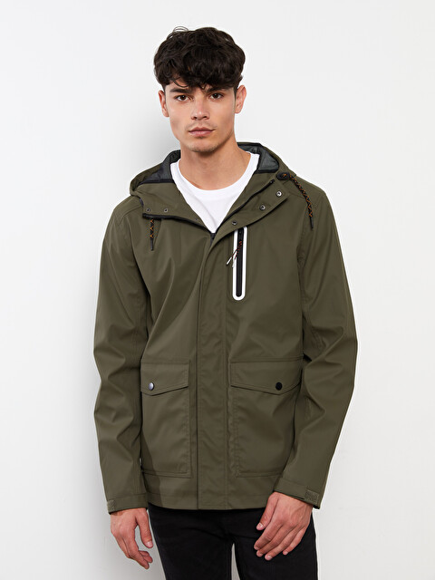 XSIDE Regular Fit Hooded Men's Faux Leather Coat - W21193Z8-J2L