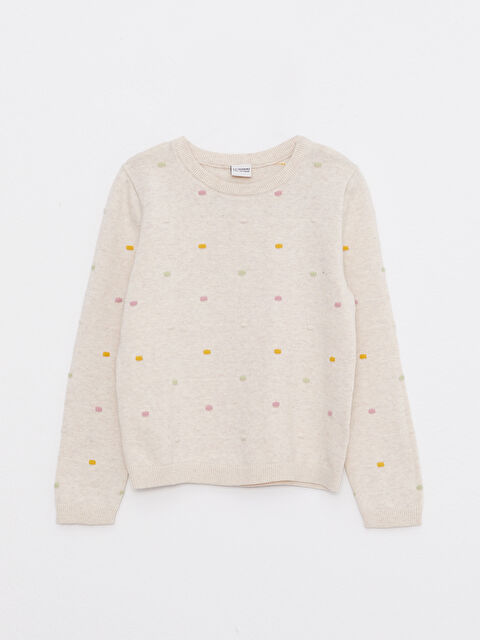 LCW Kids Crew Neck Patterned Long Sleeve Girls' Knitwear Sweater - W21364Z4-EZB