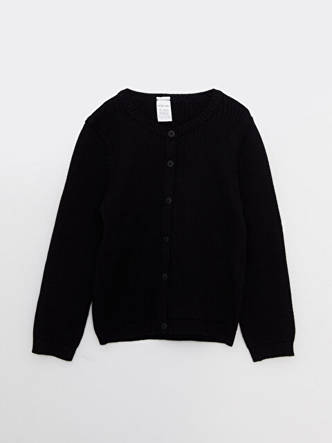 LCW baby Crew Neck Long Sleeve Self Patterned Baby Girl Tricot Cardigan - W21384Z1-CVL