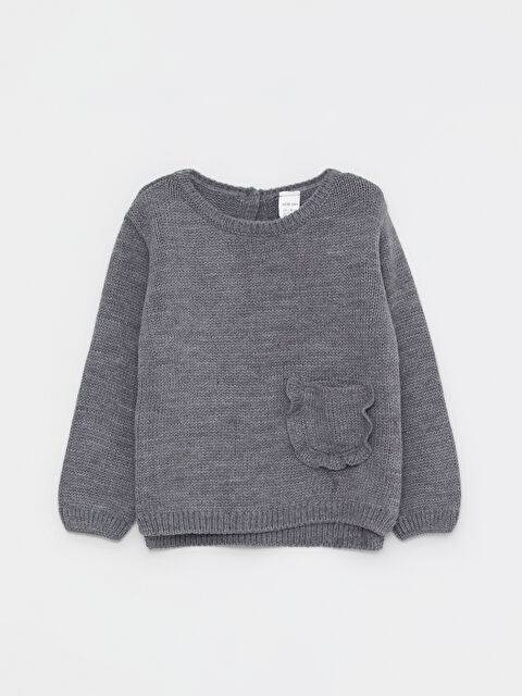 LCW baby Bisiklet Yaka Uzun Kol Basic Kız Bebek Triko Kazak - W21386Z1-LAL