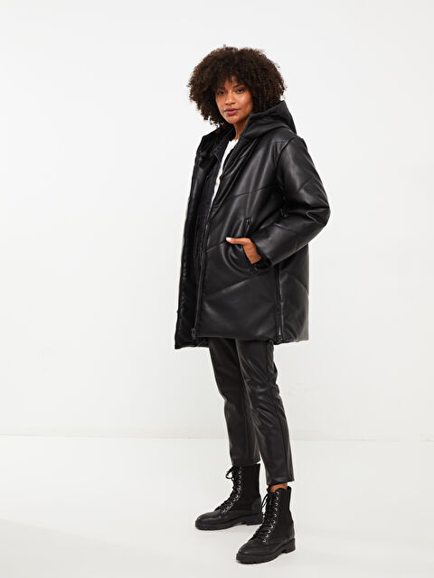 LCW Vision Women's Hooded Plain Puffer Coat - W21493Z8-CVL