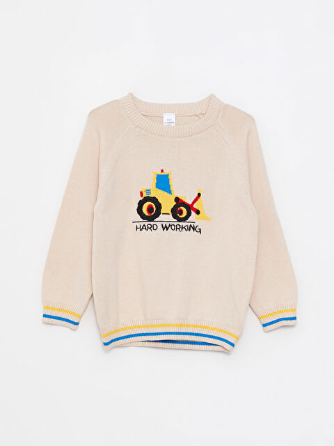 LCW baby Светр з круглим вирізом горловини, довгим рукавом, візерунковий, трикотажний для хлопчика - W21627Z1-D4N